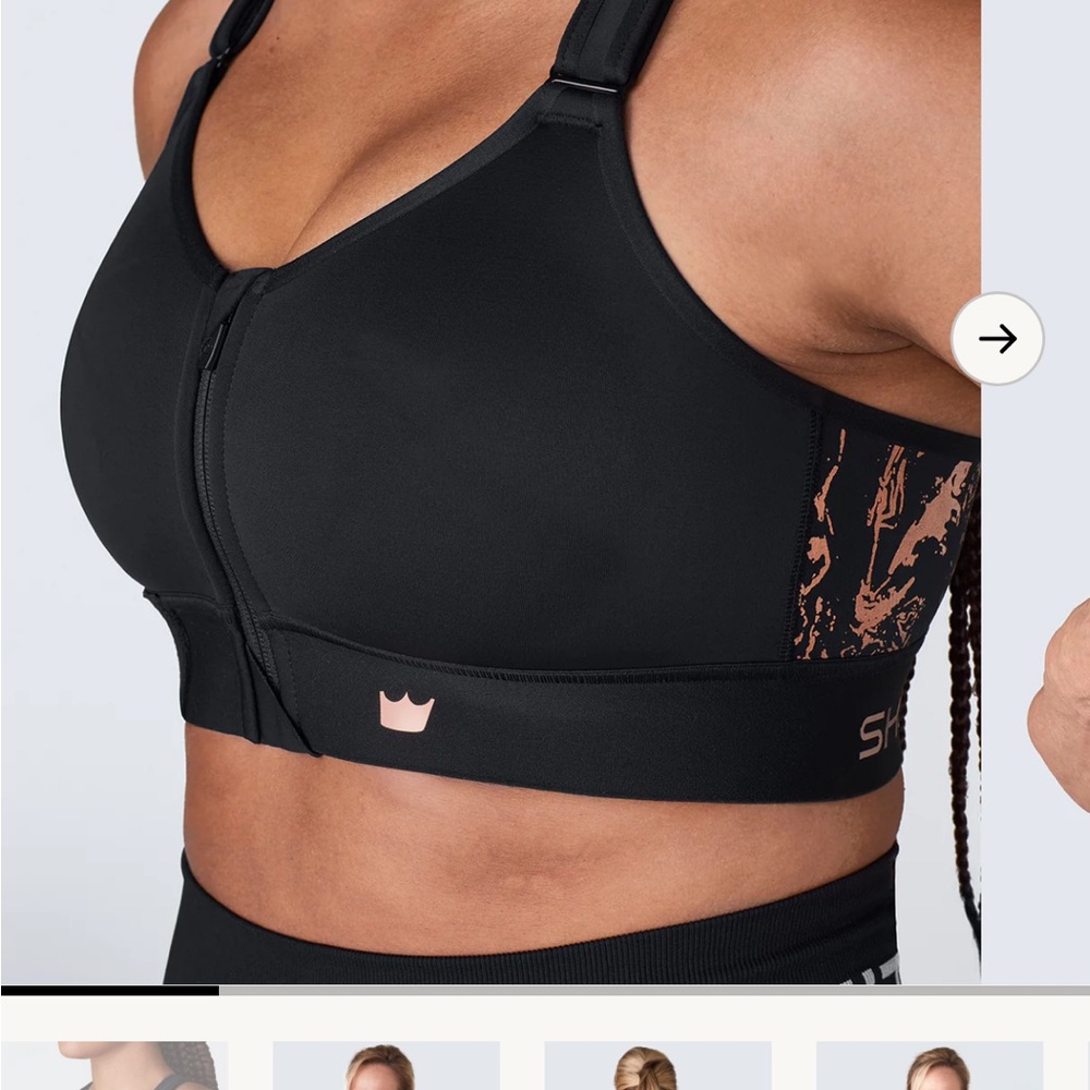 SHEFIT Black and Gold Flex Sports Bra